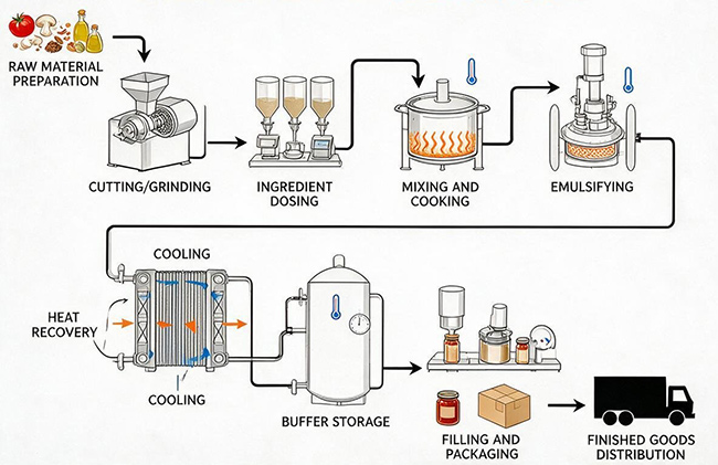 Comment intégrer le chauffage et le refroidissement dans une ligne de Production de Sauce