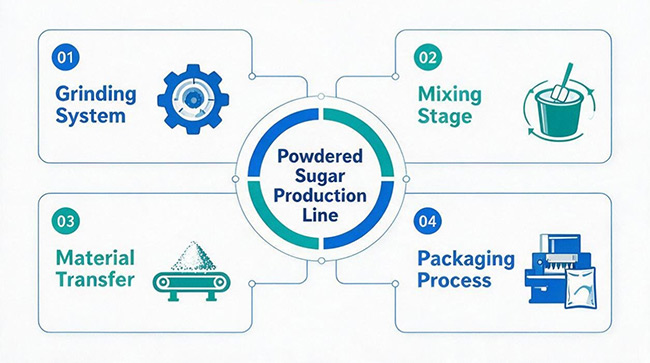 Ligne de Production de sucre en poudre - flux de processus et logique de conception
